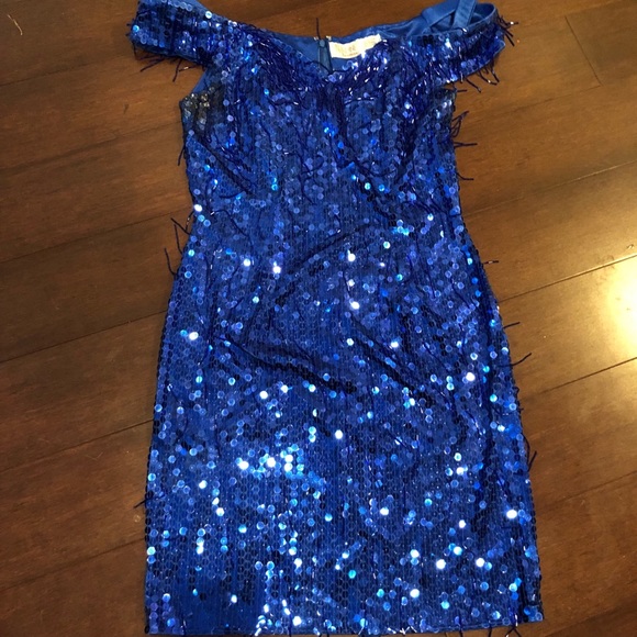 electric blue sequin dress